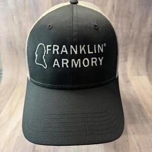 Franklin Armory Mesh Back Snap Back Cap Otto Black Gray Trucker Hat